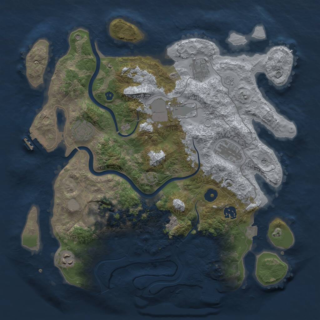 Rust Map: Procedural Map, Size: 3700, Seed: 36076811, 14 Monuments