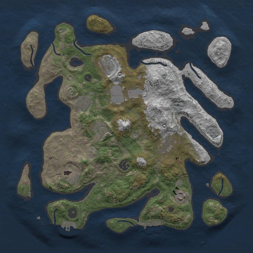 Rust Map: Procedural Map, Size: 3700, Seed: 36076811, 14 Monuments