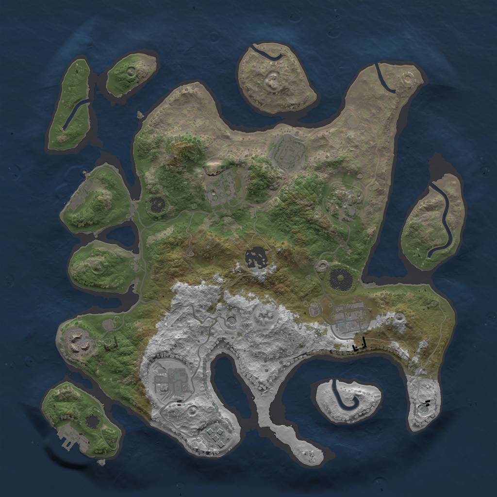 Rust Map: Procedural Map, Size: 3250, Seed: 47, 13 Monuments