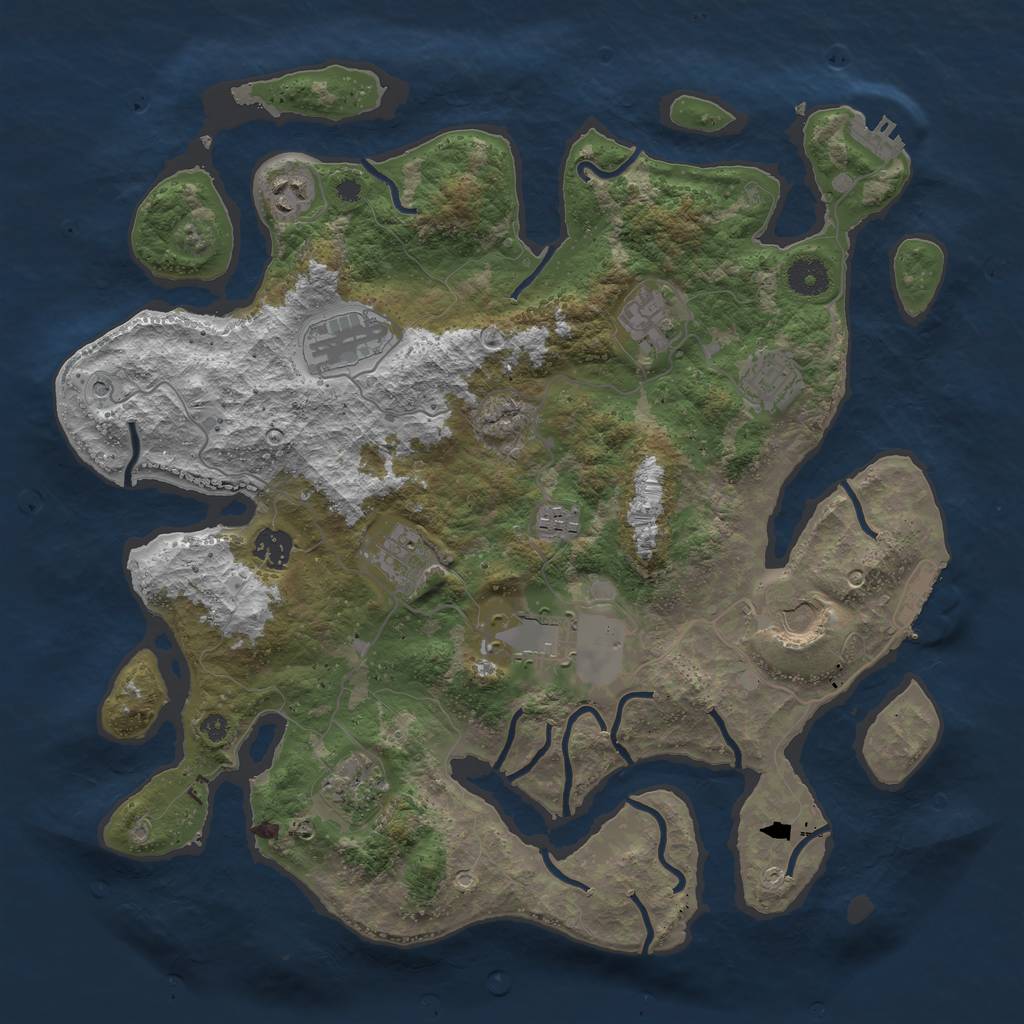 Rust Map: Procedural Map, Size: 3900, Seed: 547809620, 15 Monuments