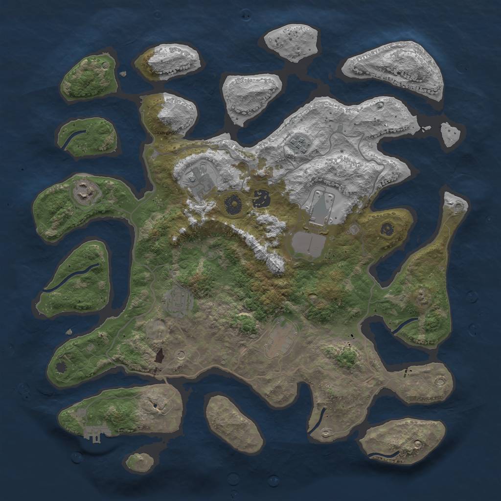 Rust Map: Procedural Map, Size: 4000, Seed: 357571, 11 Monuments