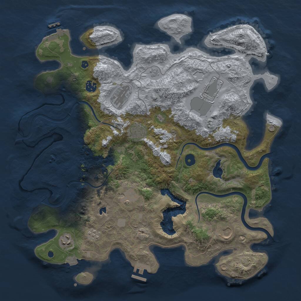 Rust Map: Procedural Map, Size: 4000, Seed: 357571, 14 Monuments