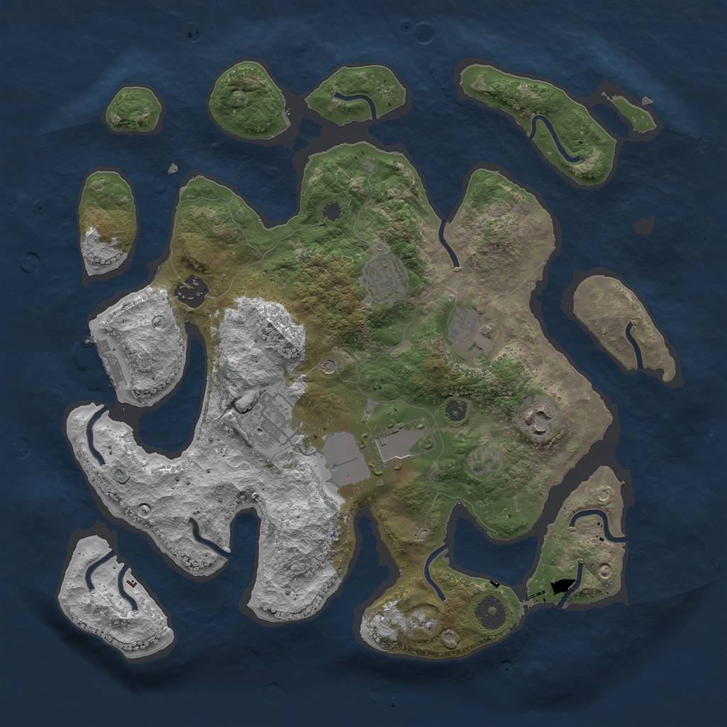 Rust Map: Procedural Map, Size: 3500, Seed: 2035044608, 10 Monuments