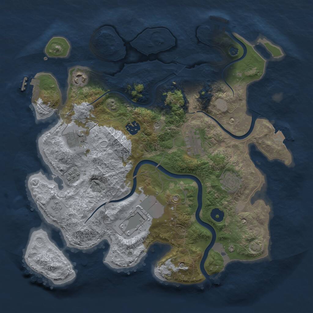 Rust Map: Procedural Map, Size: 3500, Seed: 2035044608, 13 Monuments