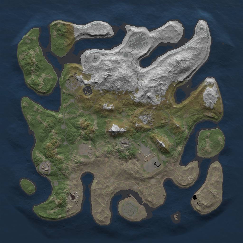 Rust Map: Barren, Size: 4000, Seed: 1010, 12 Monuments