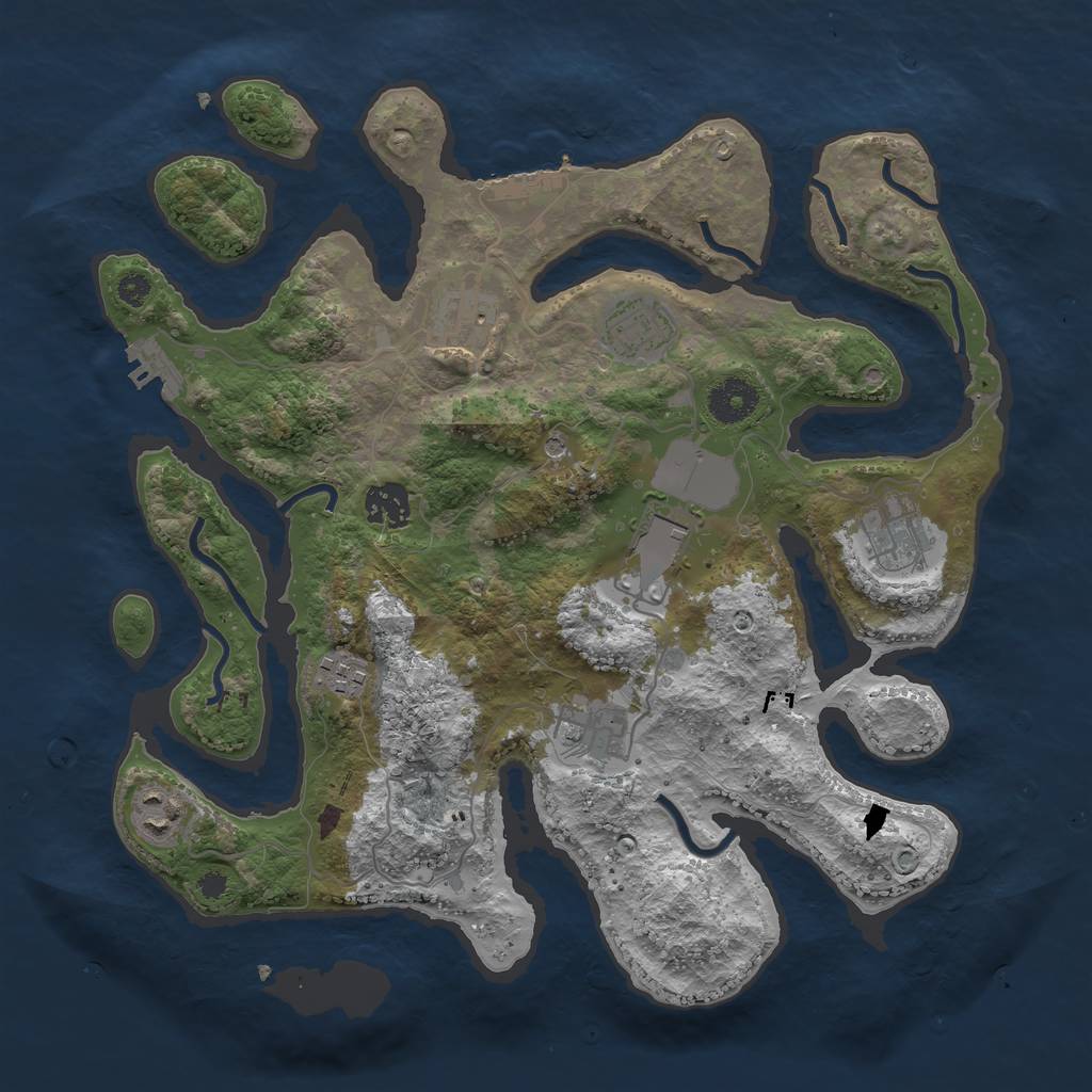 Rust Map: Procedural Map, Size: 3500, Seed: 15489, 13 Monuments