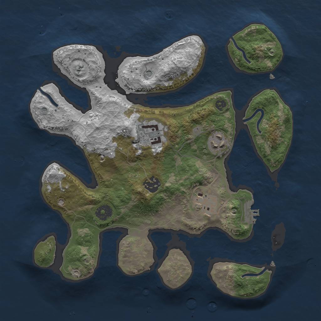 Rust Map: Procedural Map, Size: 3000, Seed: 1313154204, 8 Monuments