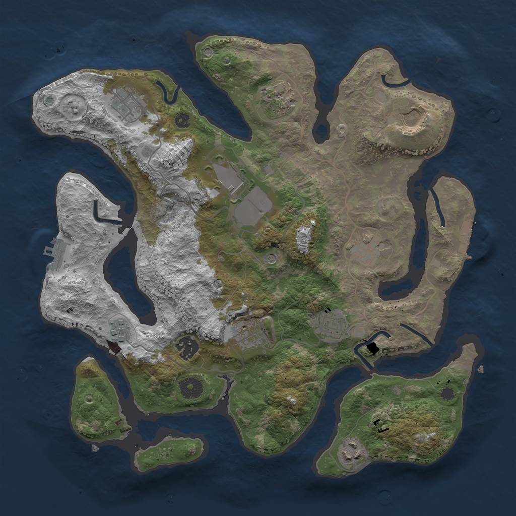 Rust Map: Procedural Map, Size: 3500, Seed: 189366, 15 Monuments