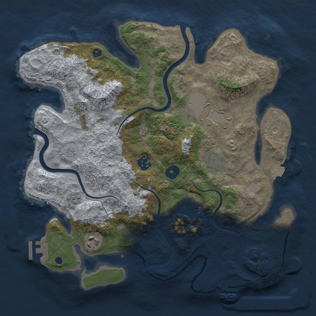 Rust Map: Procedural Map, Size: 3500, Seed: 189366, 12 Monuments