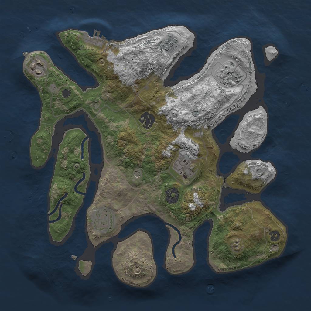 Rust Map: Procedural Map, Size: 3000, Seed: 2042193707, 10 Monuments