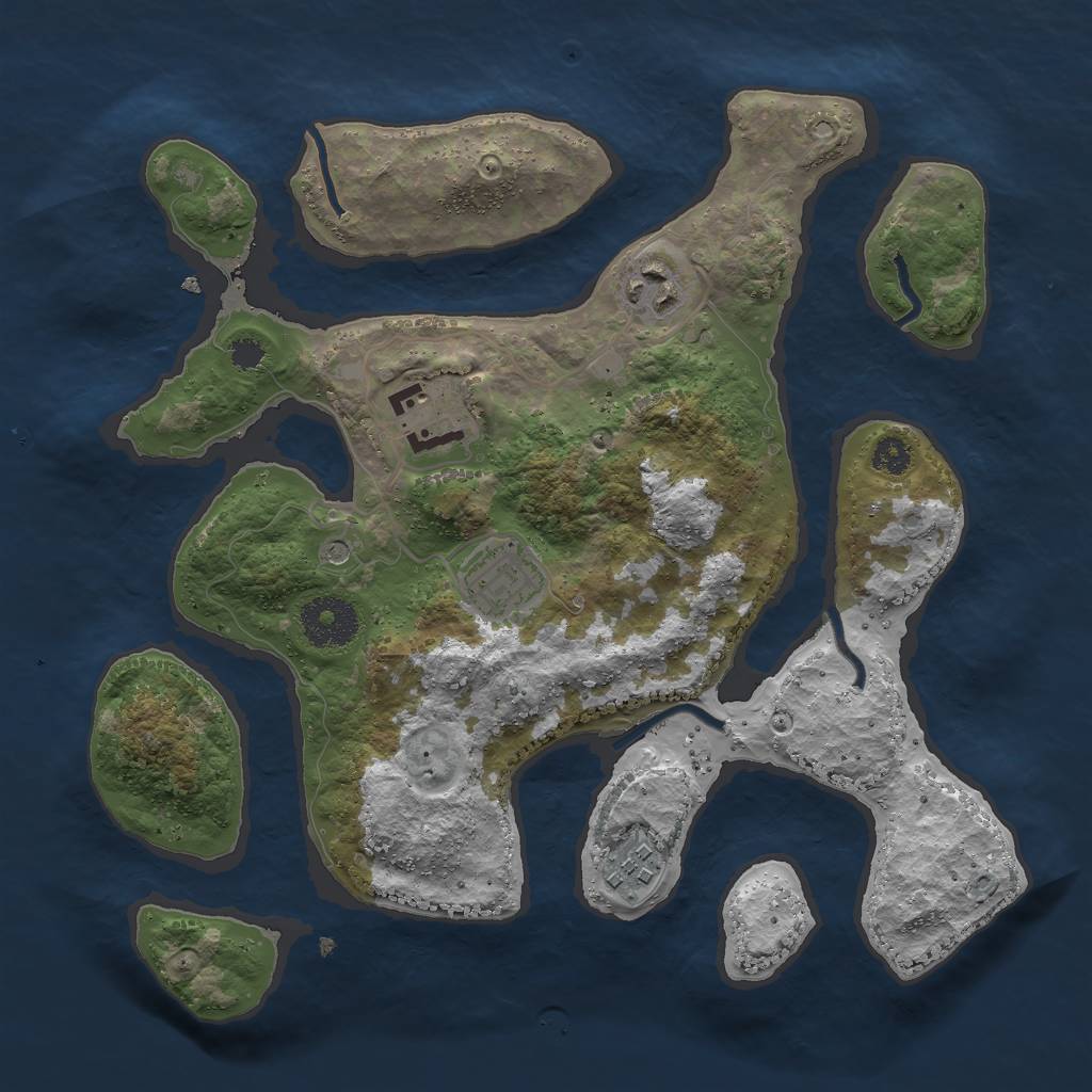 Rust Map: Procedural Map, Size: 3000, Seed: 45871, 7 Monuments