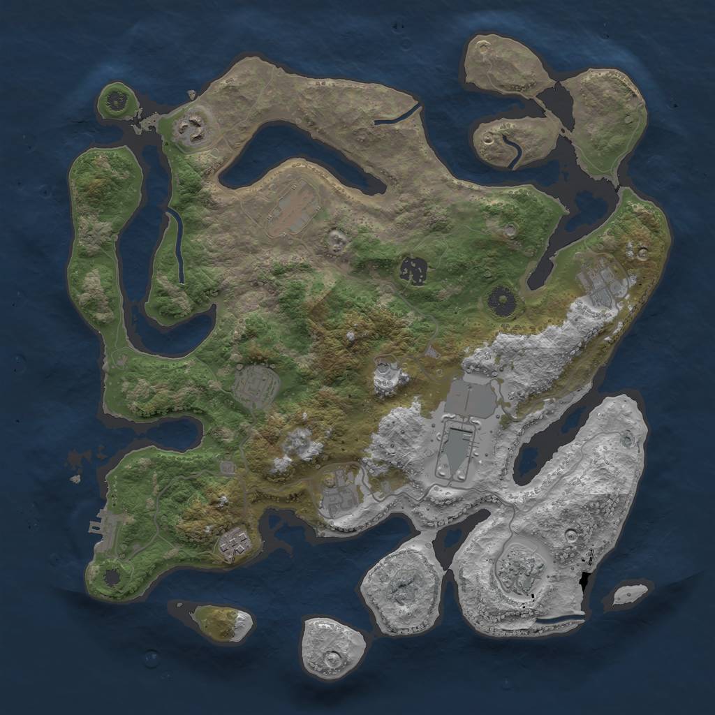 Rust Map: Procedural Map, Size: 3750, Seed: 6213873, 13 Monuments