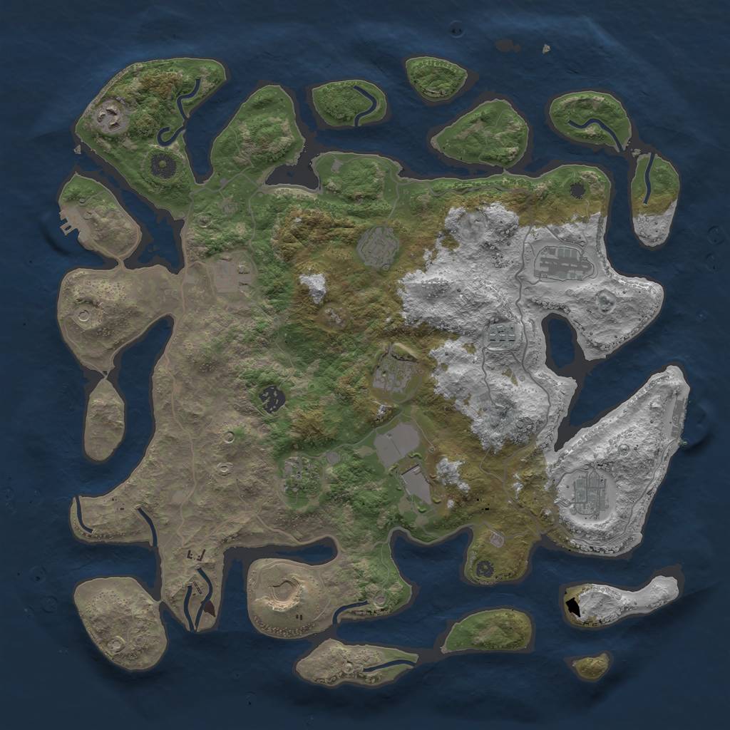 Rust Map: Procedural Map, Size: 4250, Seed: 1093514338, 16 Monuments