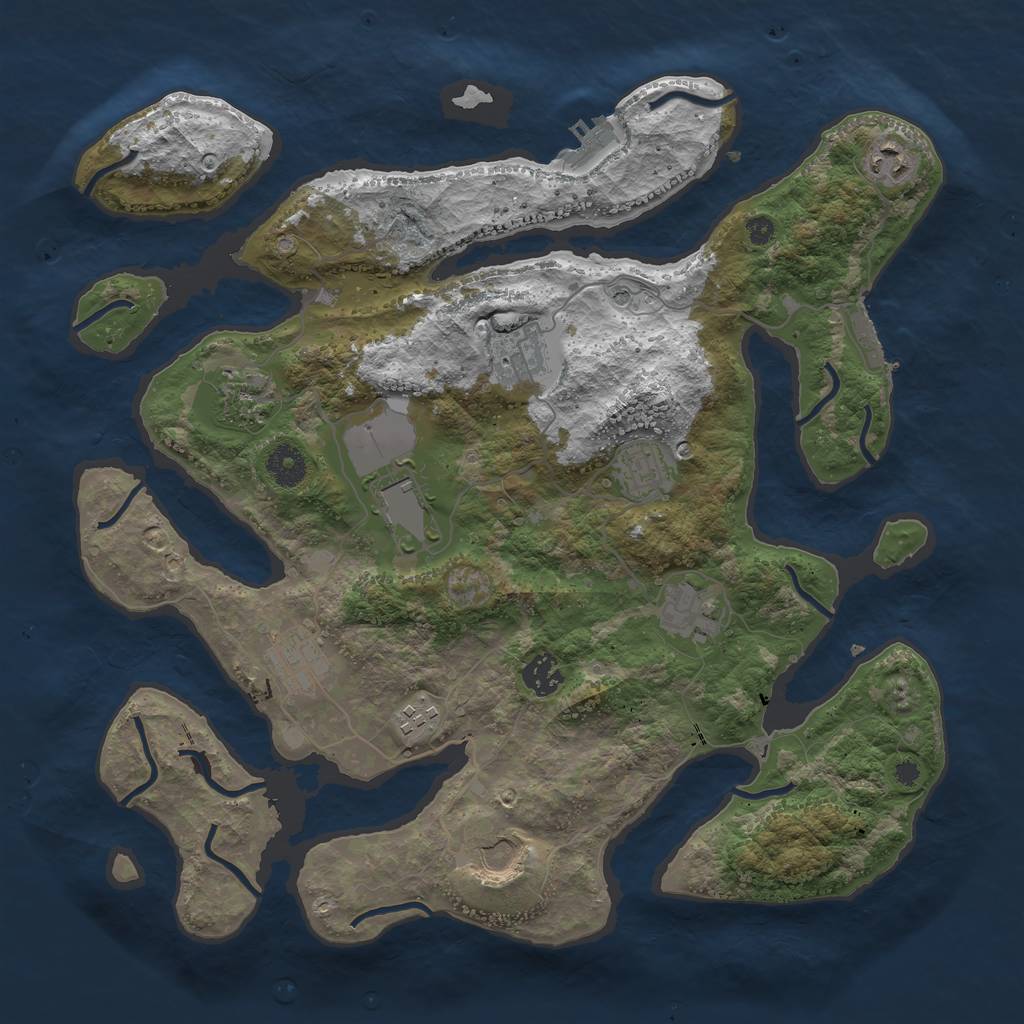 Rust Map: Procedural Map, Size: 3800, Seed: 1852307268, 15 Monuments