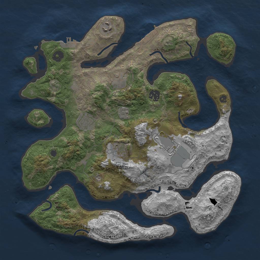 Rust Map: Procedural Map, Size: 3500, Seed: 512612, 12 Monuments