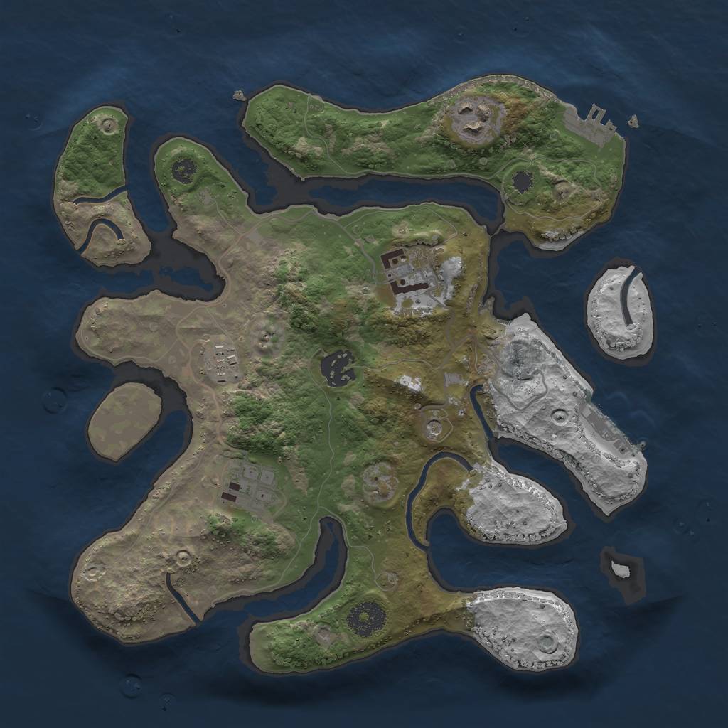 Rust Map: Procedural Map, Size: 3000, Seed: 281039191, 10 Monuments