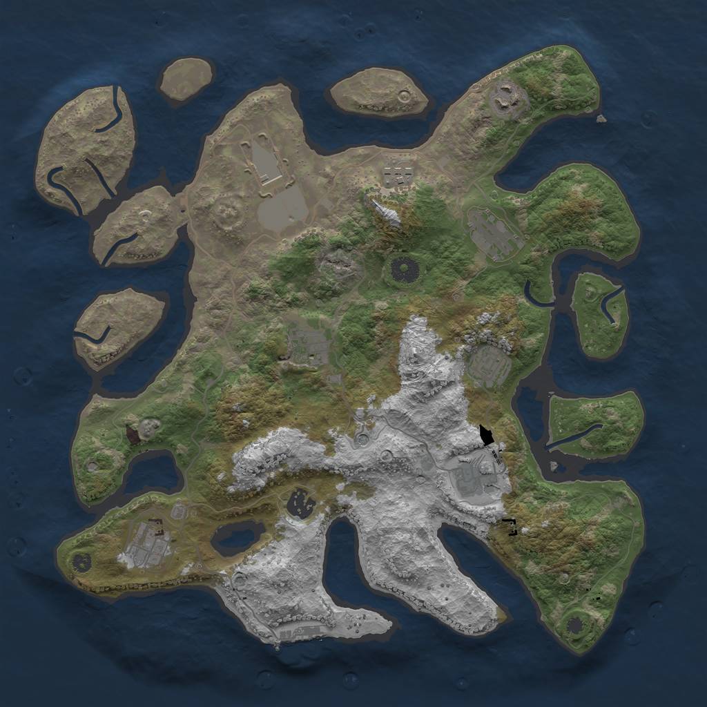 Rust Map: Procedural Map, Size: 3800, Seed: 998877, 13 Monuments