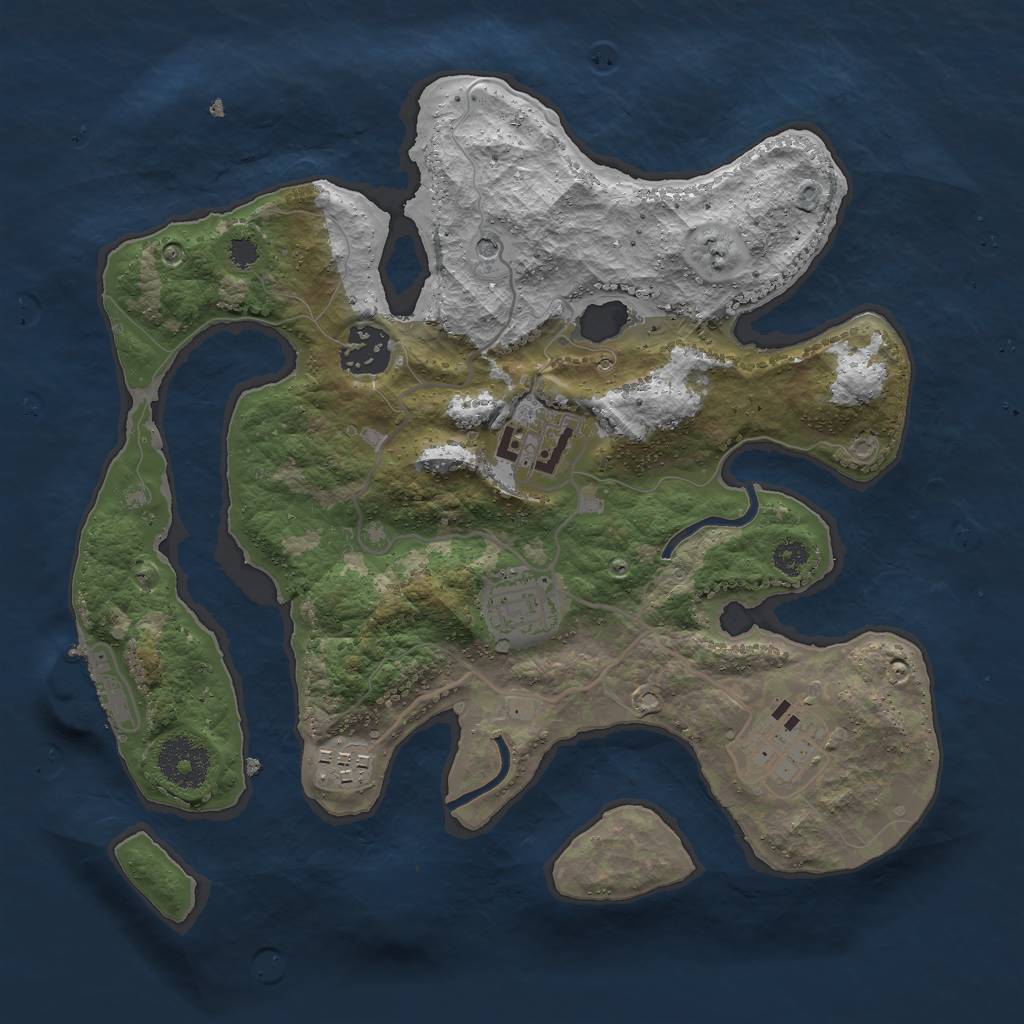 Rust Map: Procedural Map, Size: 3000, Seed: 228510453, 9 Monuments