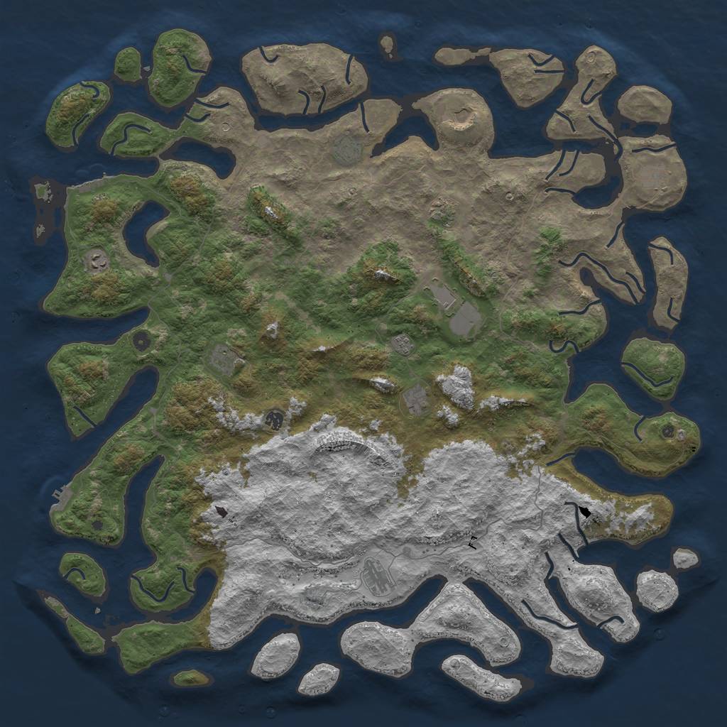 Rust Map: Procedural Map, Size: 6000, Seed: 375894316, 16 Monuments