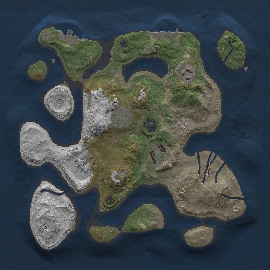 Rust Map: Procedural Map, Size: 3000, Seed: 579691515, 10 Monuments