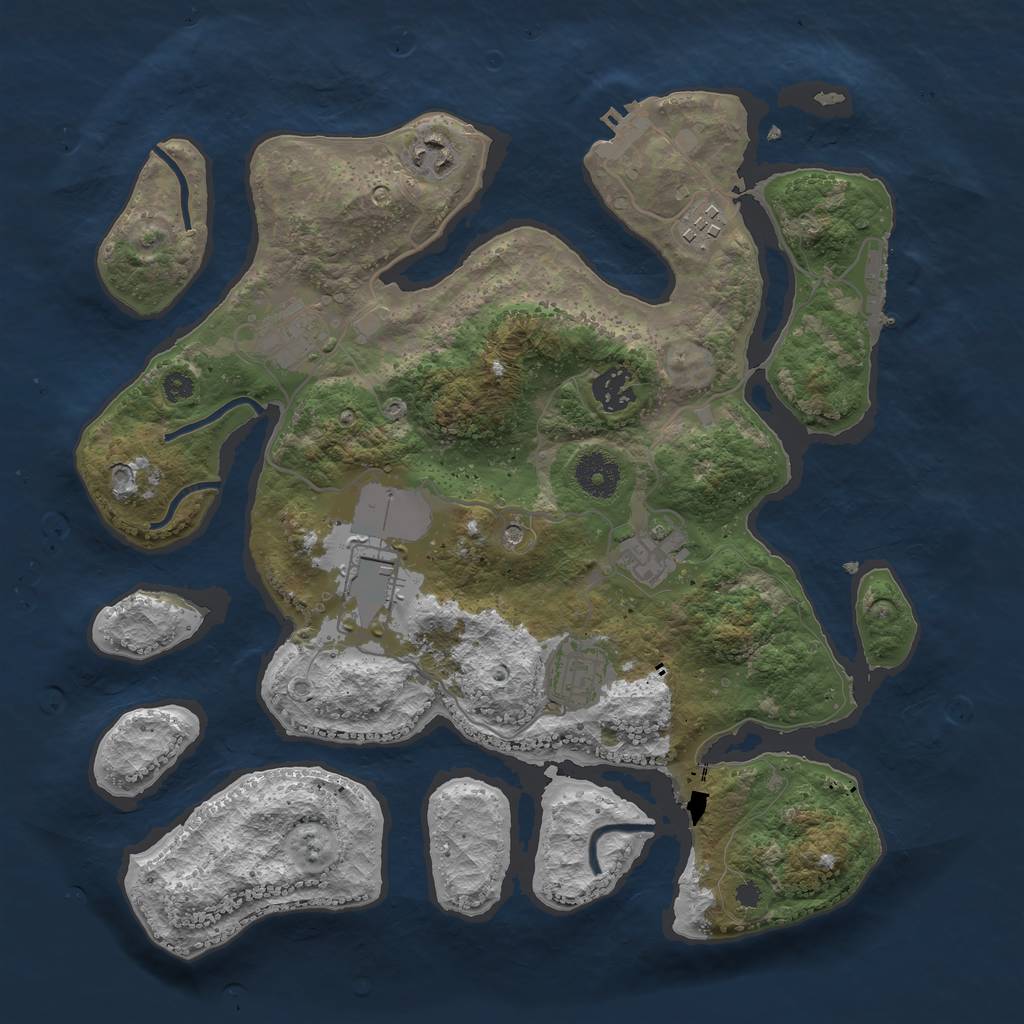 Rust Map: Procedural Map, Size: 3500, Seed: 63329, 12 Monuments