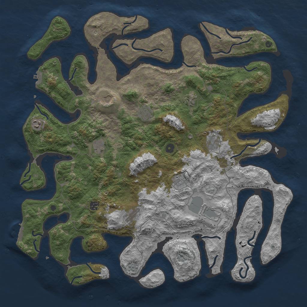 Rust Map: Procedural Map, Size: 5000, Seed: 457700, 16 Monuments