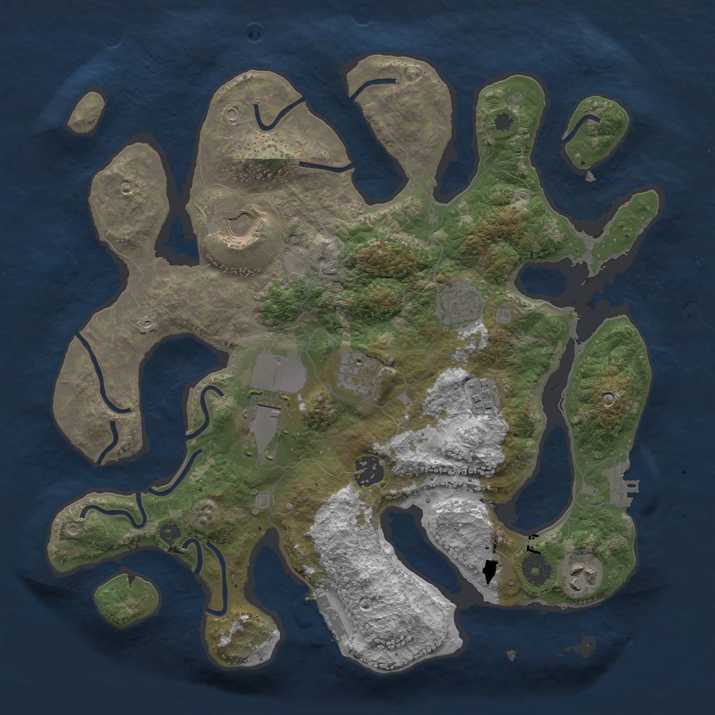 Rust Map: Procedural Map, Size: 3500, Seed: 584929, 12 Monuments