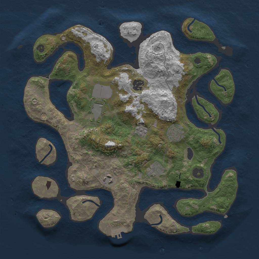 Rust Map: Procedural Map, Size: 3500, Seed: 13204340, 10 Monuments