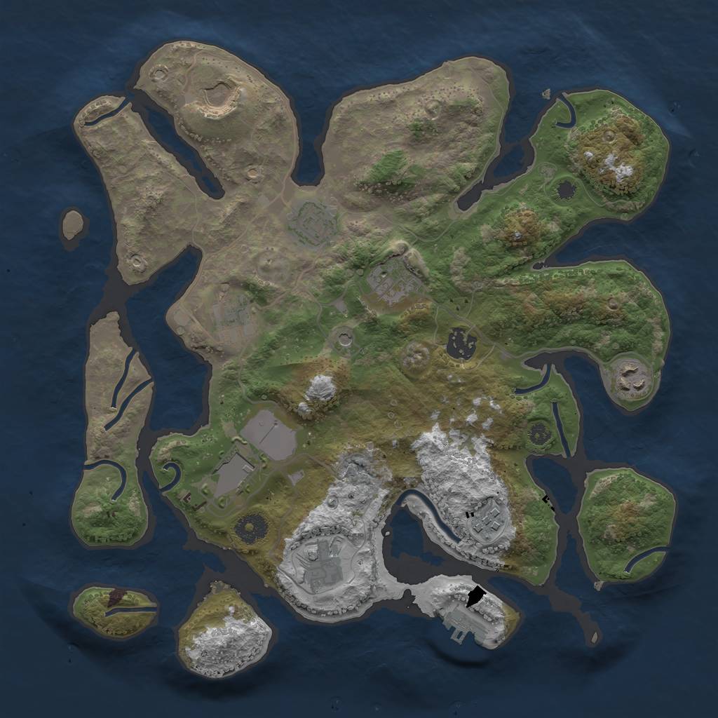 Rust Map: Procedural Map, Size: 3500, Seed: 100008384, 13 Monuments