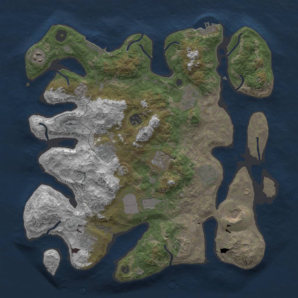 Rust Map: Procedural Map, Size: 3875, Seed: 674918042, 16 Monuments