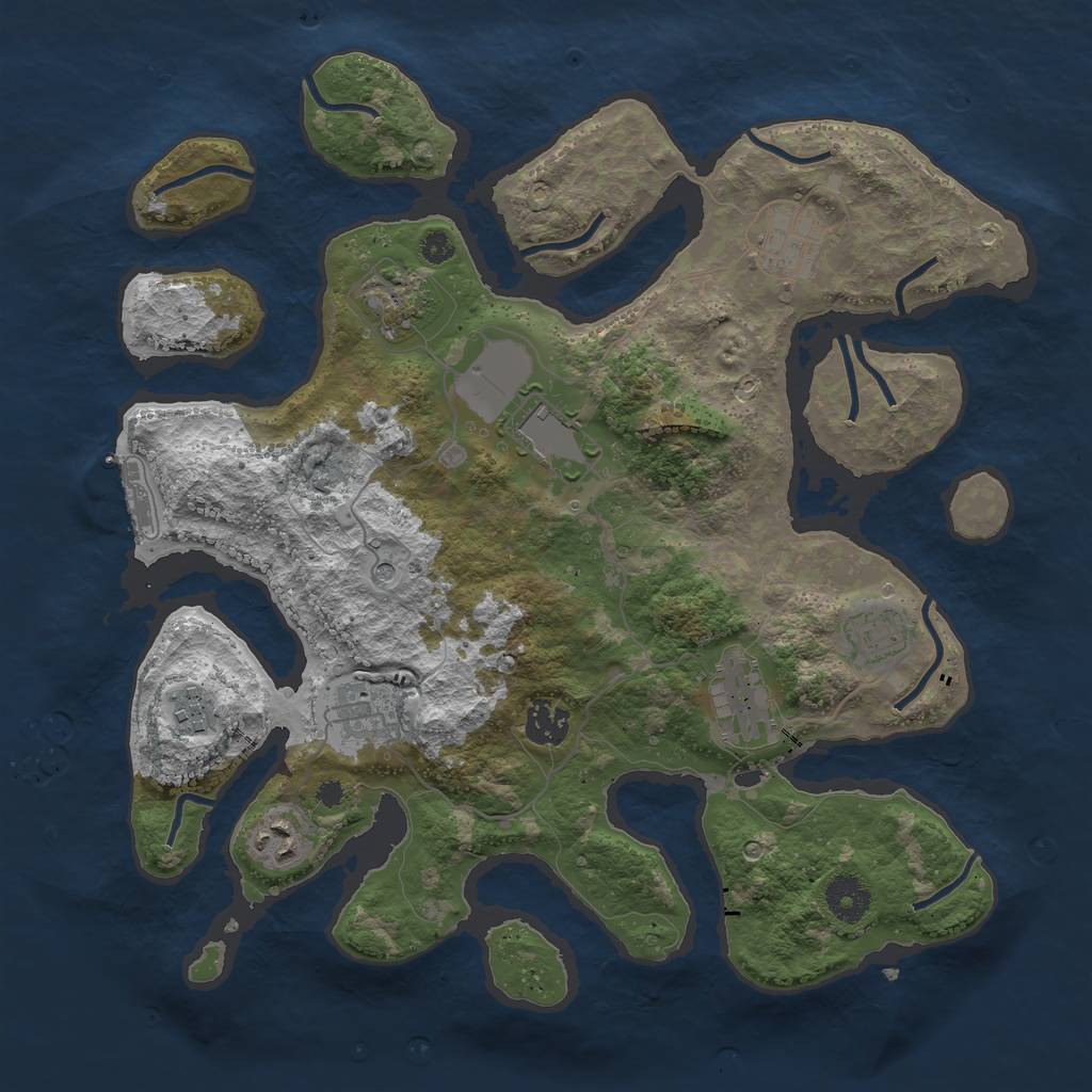 Rust Map: Procedural Map, Size: 3600, Seed: 801743718, 13 Monuments