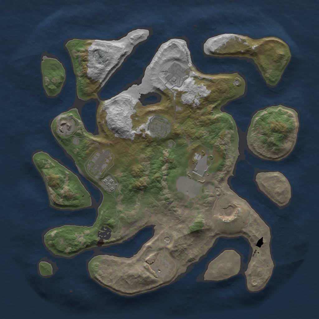 Rust Map: Barren, Size: 3500, Seed: 162549340, 12 Monuments