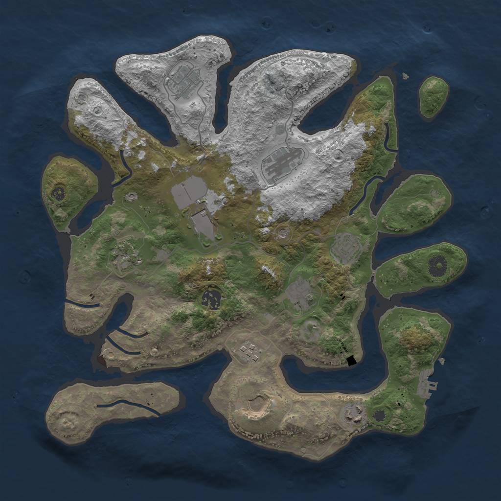 Rust Map: Procedural Map, Size: 3700, Seed: 69249769, 14 Monuments