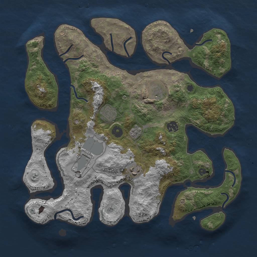 Rust Map: Procedural Map, Size: 3500, Seed: 1569, 9 Monuments