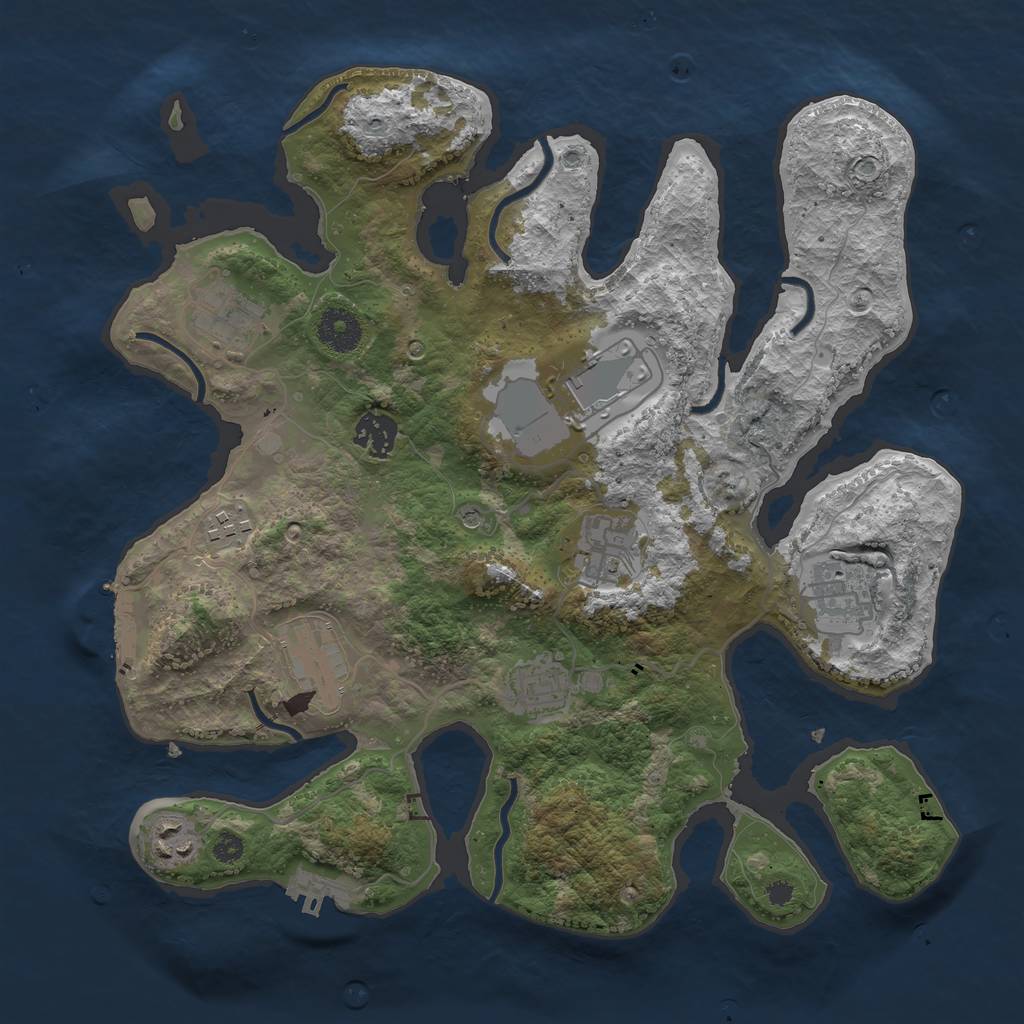 Rust Map: Procedural Map, Size: 3500, Seed: 538230628, 14 Monuments