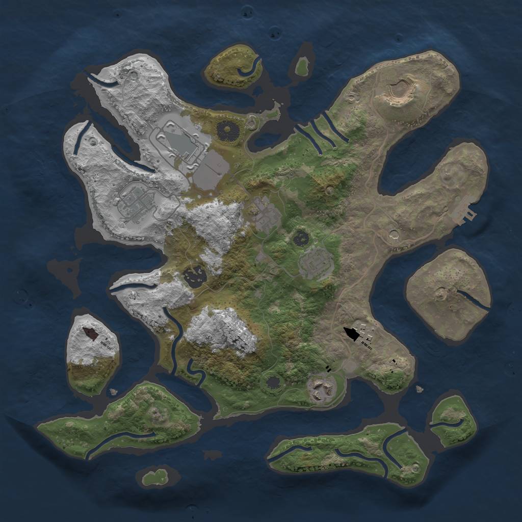 Rust Map: Procedural Map, Size: 3500, Seed: 817453055, 12 Monuments