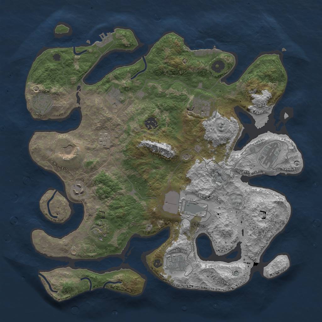 Rust Map: Procedural Map, Size: 3850, Seed: 94628126, 16 Monuments