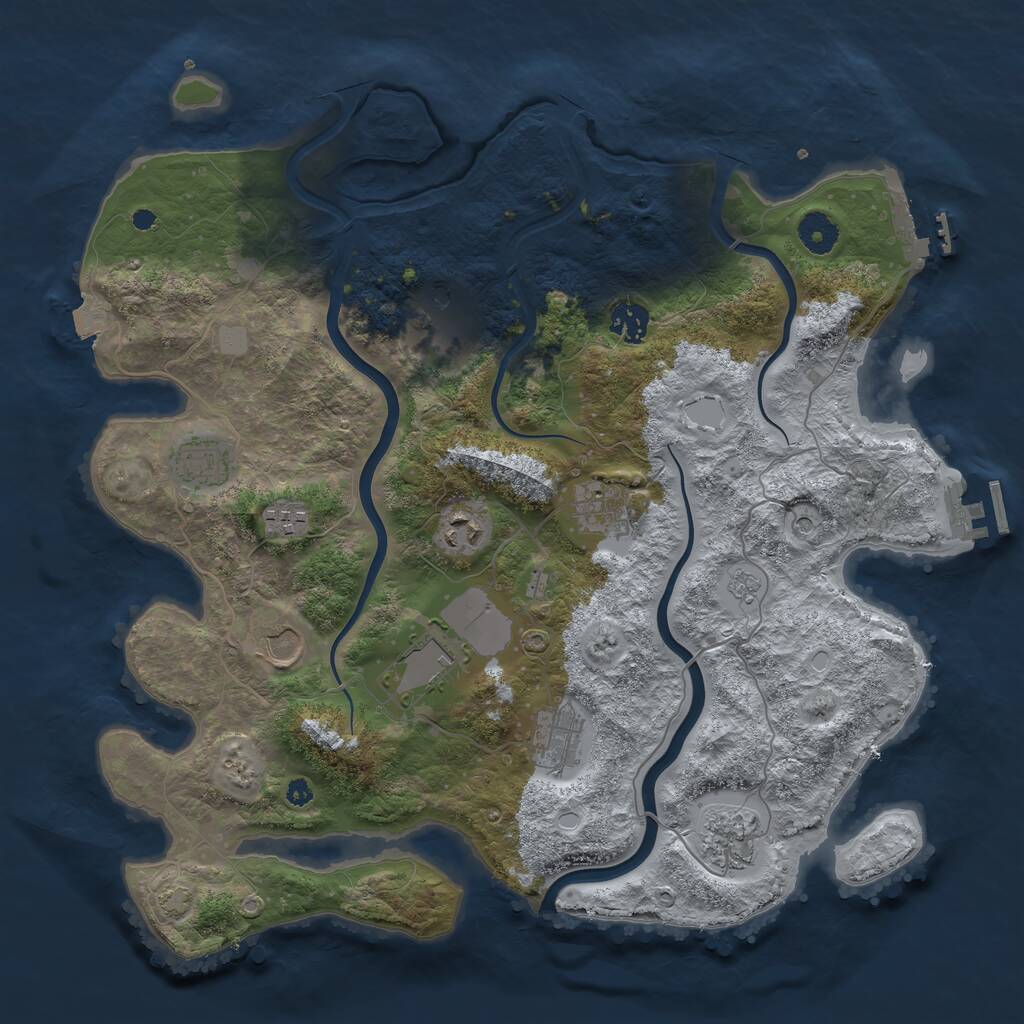 Rust Map: Procedural Map, Size: 3850, Seed: 94628126, 16 Monuments