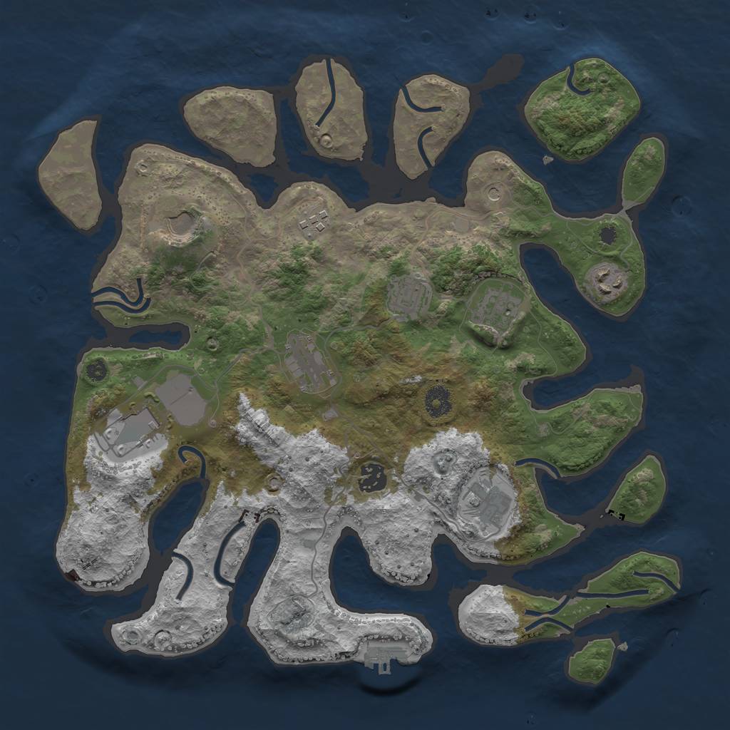 Rust Map: Procedural Map, Size: 3700, Seed: 1494350019, 13 Monuments