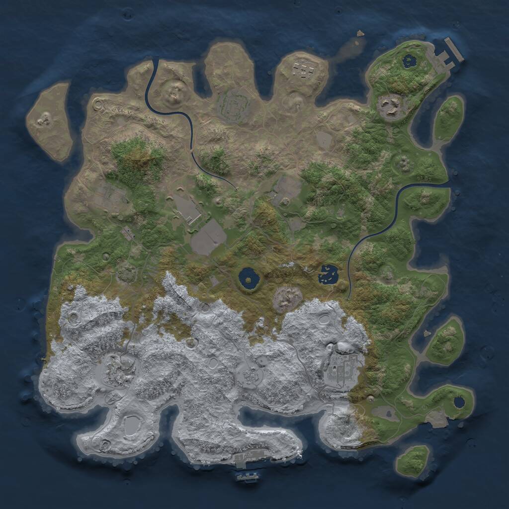 Rust Map: Procedural Map, Size: 3700, Seed: 1494350019, 15 Monuments