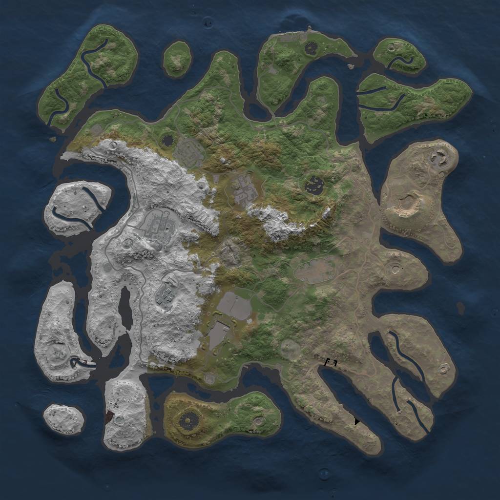 Rust Map: Procedural Map, Size: 4000, Seed: 3423, 13 Monuments