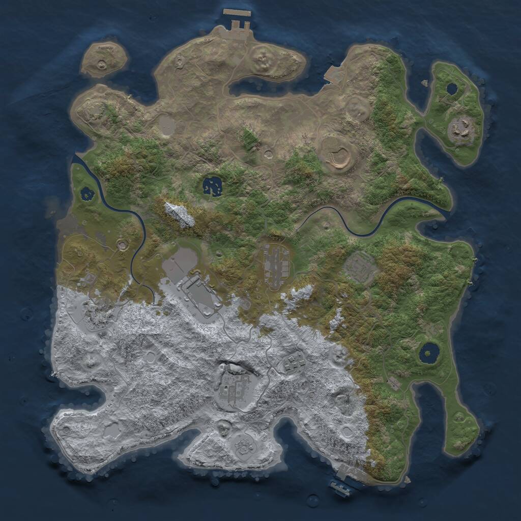 Rust Map: Procedural Map, Size: 3800, Seed: 7107, 15 Monuments