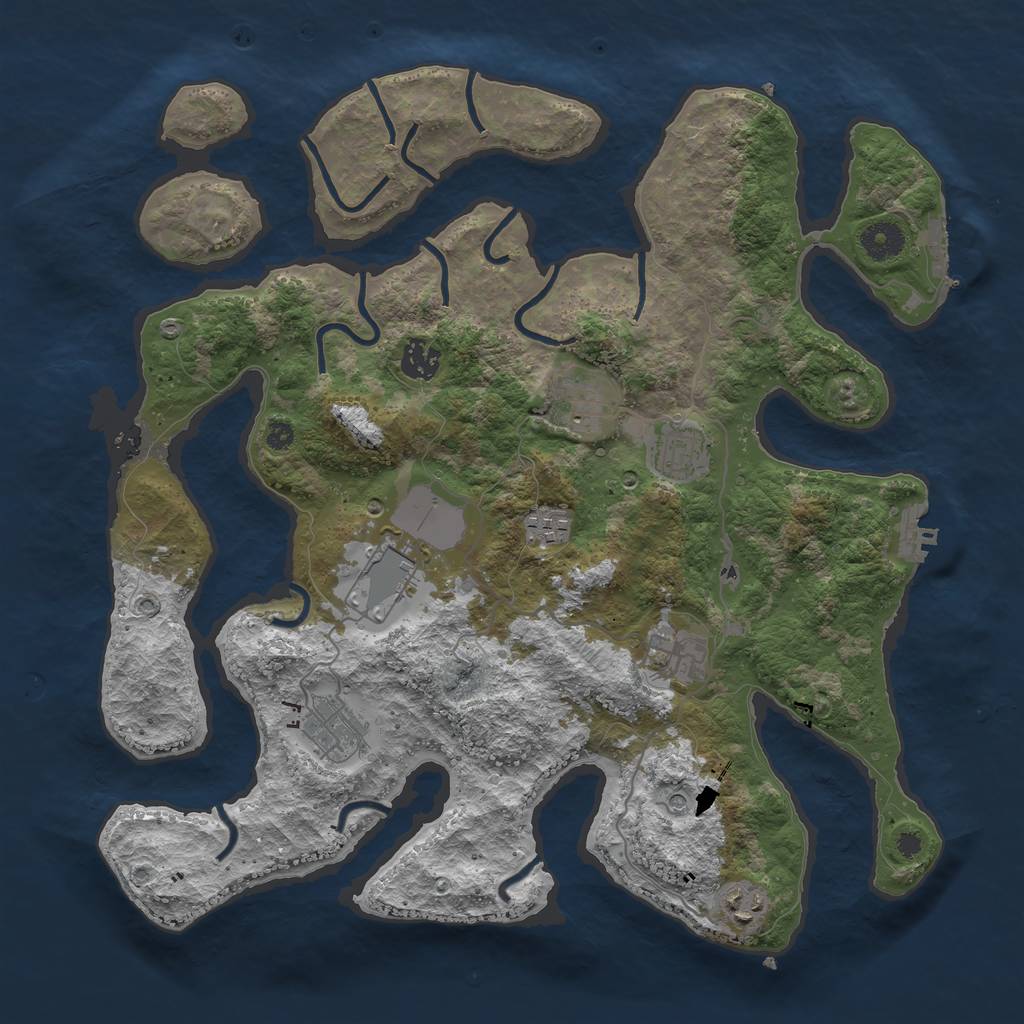 Rust Map: Procedural Map, Size: 3800, Seed: 7107, 13 Monuments