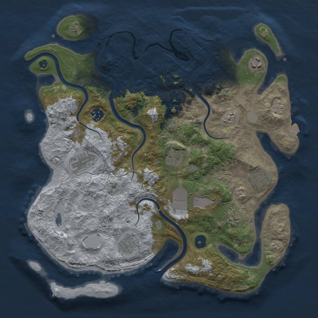 Rust Map: Procedural Map, Size: 3800, Seed: 2119938, 13 Monuments