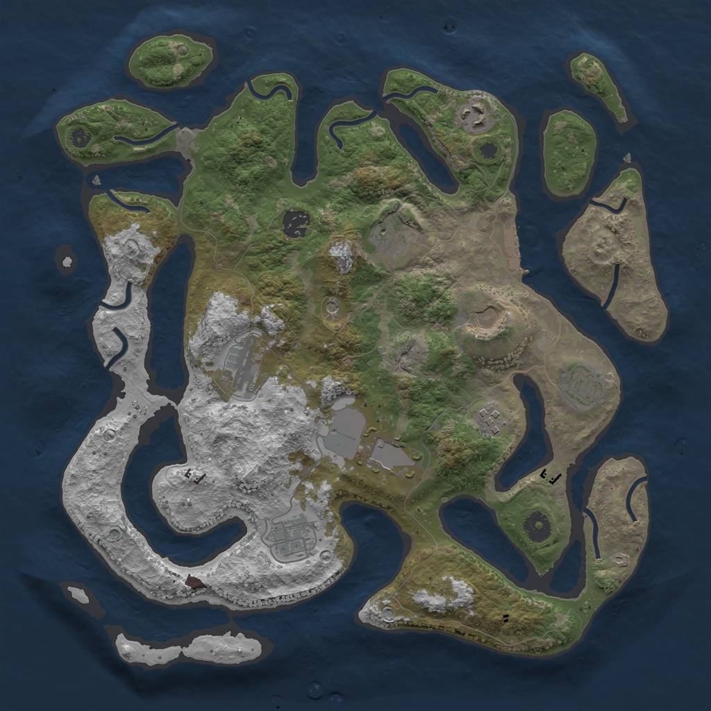 Rust Map: Procedural Map, Size: 3800, Seed: 2119938, 13 Monuments