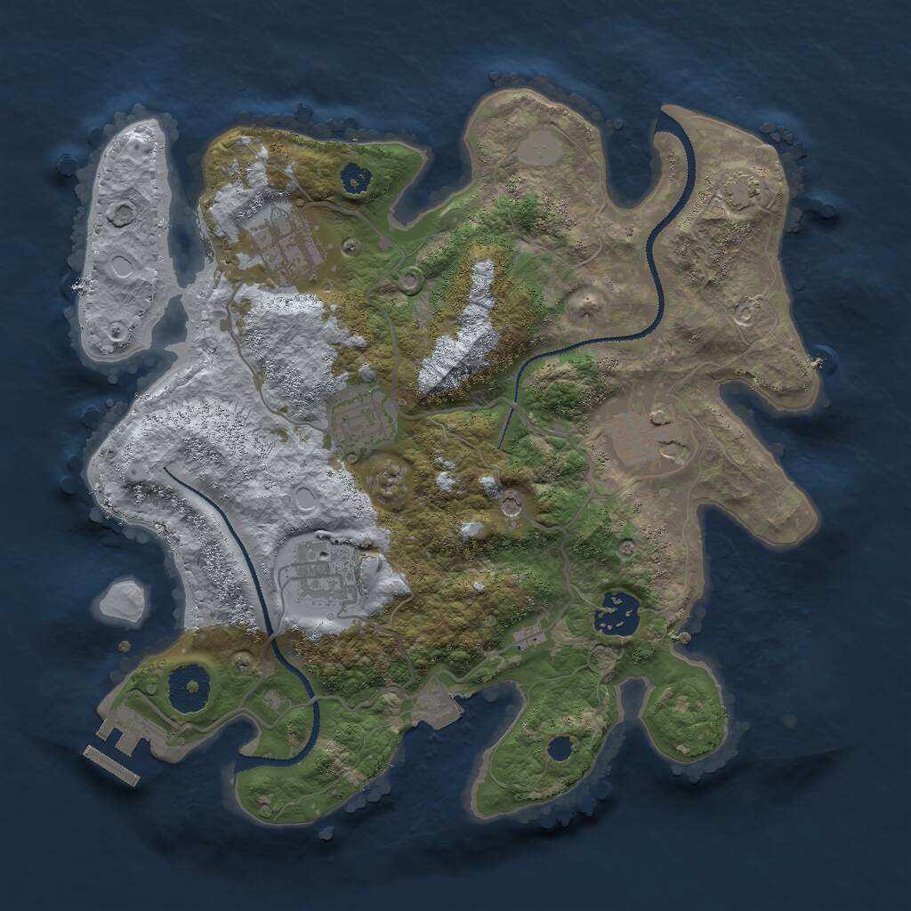 Rust Map: Procedural Map, Size: 3000, Seed: 1794047890, 9 Monuments