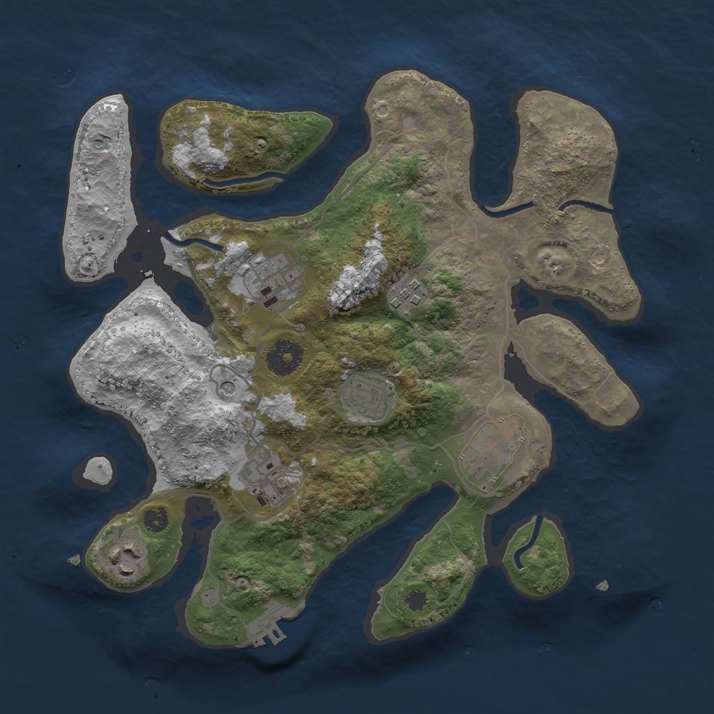 Rust Map: Procedural Map, Size: 3000, Seed: 1794047890, 10 Monuments