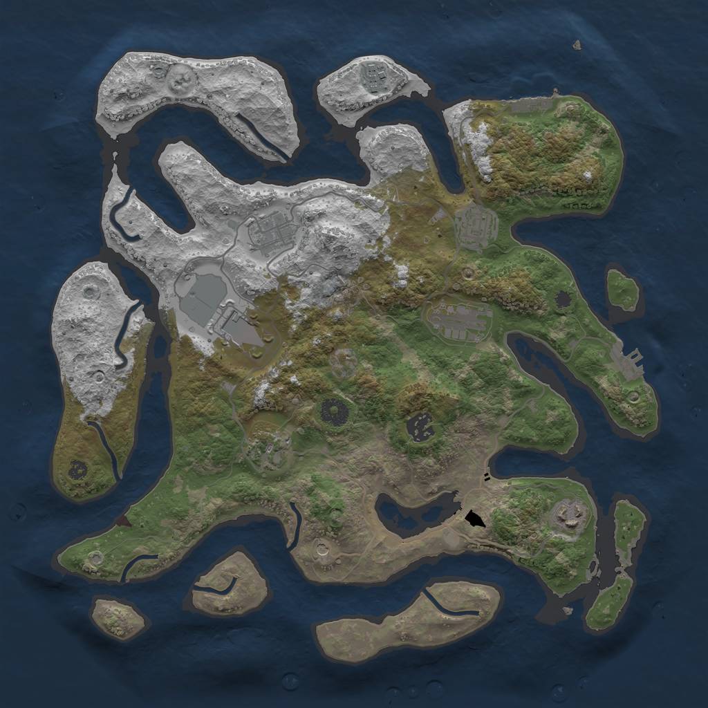 Rust Map: Procedural Map, Size: 3750, Seed: 843235, 13 Monuments