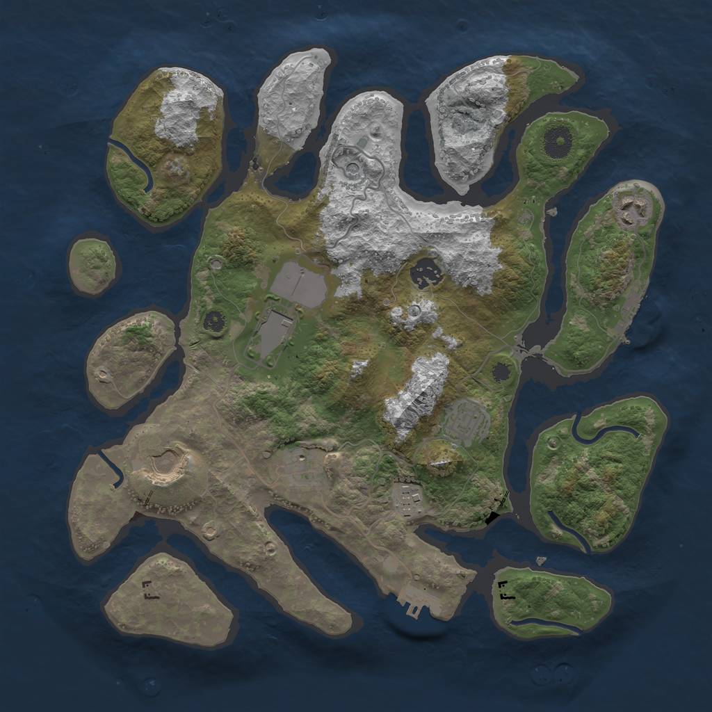 Rust Map: Procedural Map, Size: 3500, Seed: 1921680100, 12 Monuments