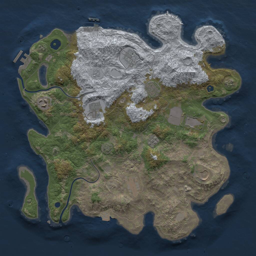 Rust Map: Procedural Map, Size: 3750, Seed: 1546334976, 14 Monuments